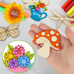48pcs Insect Wooden Crafts DIY Set for Creative Handicrafts