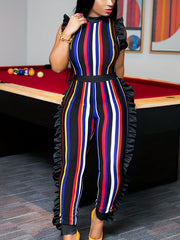 Stylish Sleeveless Vertical Stripe Jumpsuit