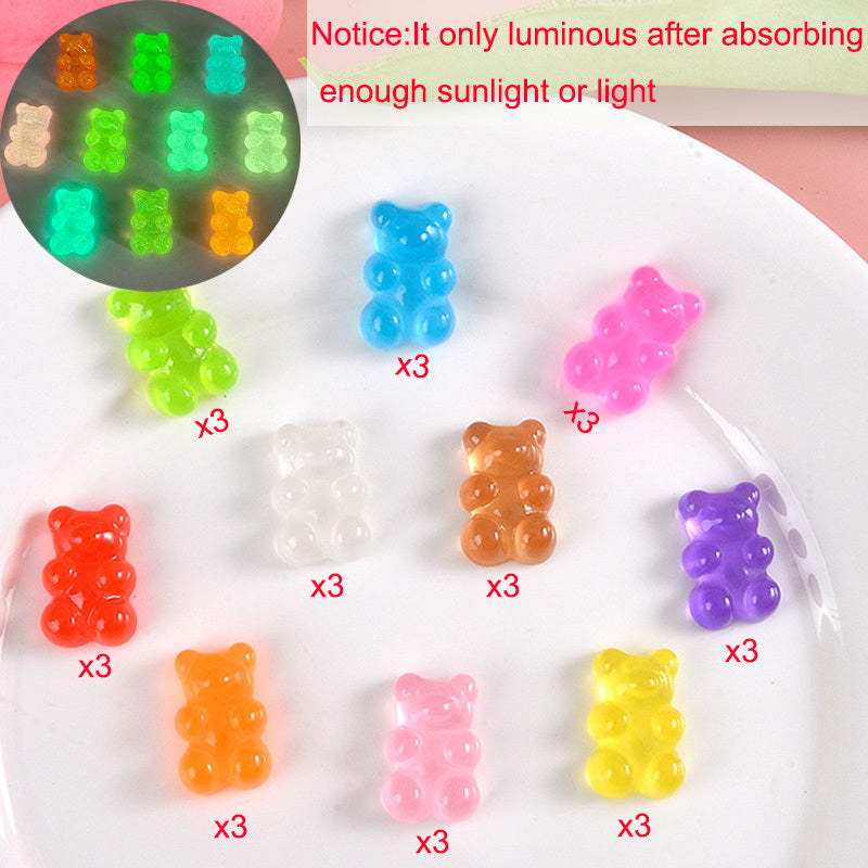 20pcs Luminous Colorful Bear Shoe Charms DIY Clogs Accessories