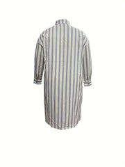Plus Size Stripe Print Long Sleeve Shirt Dress