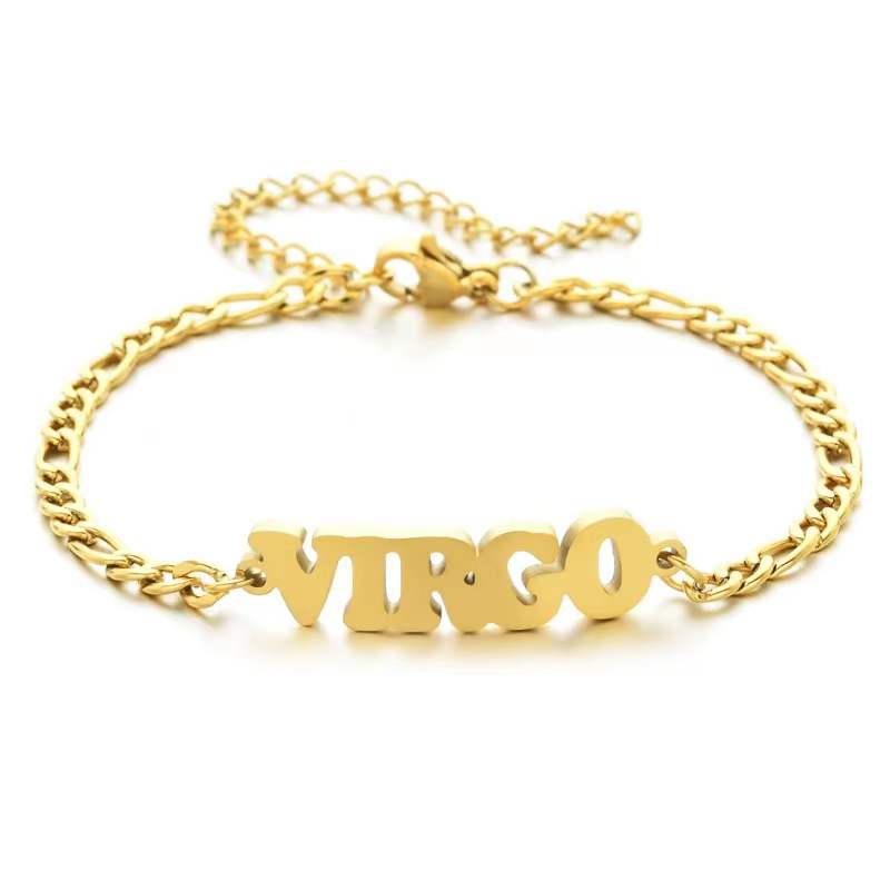 Stainless Steel Zodiac Letter Bracelet Gift