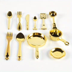 11pcs Mini Spoon Fork Pan DIY Props Food Play Scene Kids Kitchen Utensils Toys