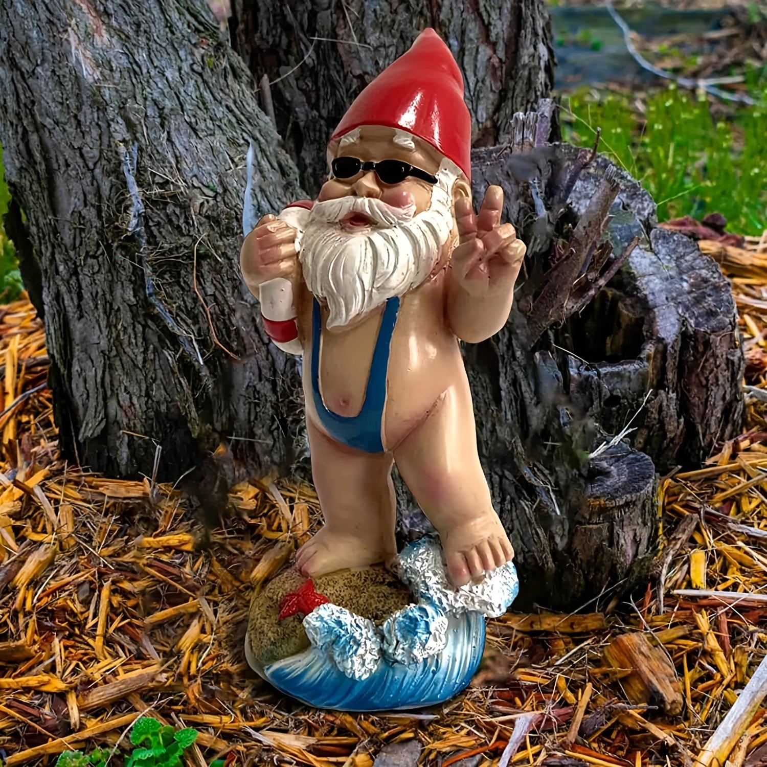Funny Garden Swimming Ring Gnome Resin Statue Indoor Home Decor Crafts