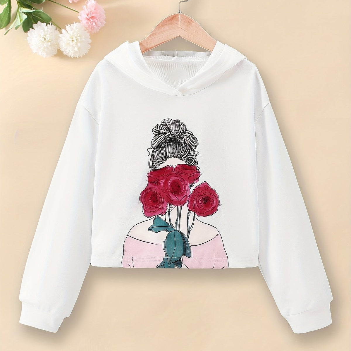 Girls' Flower & Girl Graphic Hoodie Sweatshirt