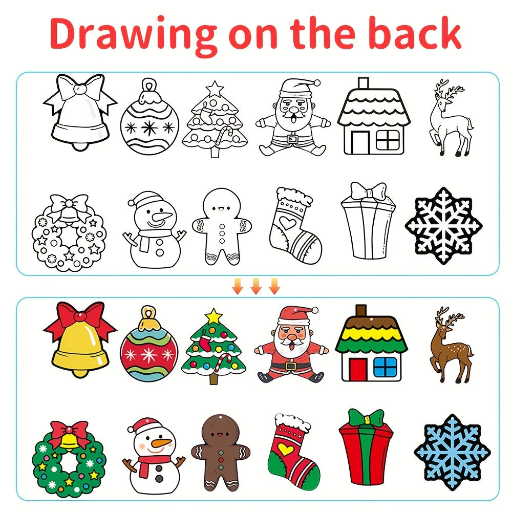 12pcs Rainbow Scratch Christmas Ornaments Magic Scratch Off Cards