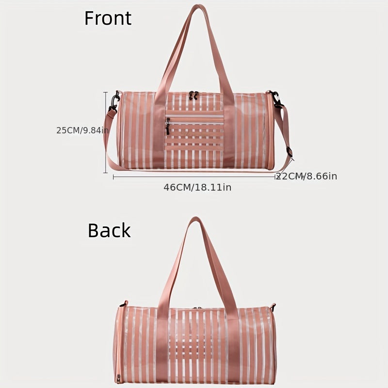 Large Pink Stripe Transparent Wash Bag PVC Handbag Waterproof Travel Storage