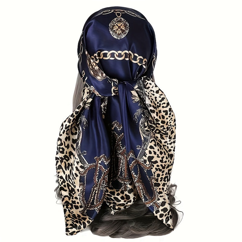 Leopard Chain Print Bandana Classic Satin Square Scarf