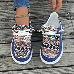 Vintage Geometric Print Slip On Casual Shoes for Women