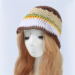 Knitted Bucket Hat Casual Hollow Sun Hat Summer Sunscreen Beach Hats