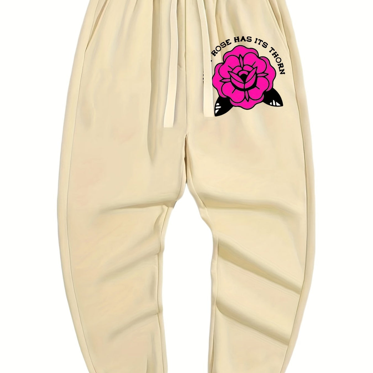 Flower Print Men's Drawstring Pocket Sweatpants Casual Jogger Pants