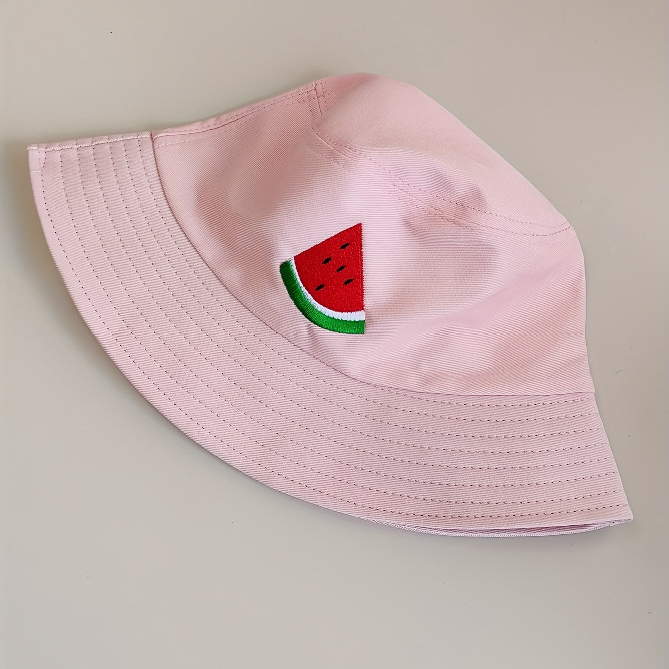 Watermelon Embroidery Bucket Hat Cartoon Pink Basin Hat