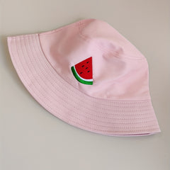 Watermelon Embroidery Bucket Hat Cartoon Pink Basin Hat