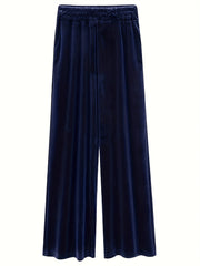  Solid Velvet High Rise Wide Leg Trousers
