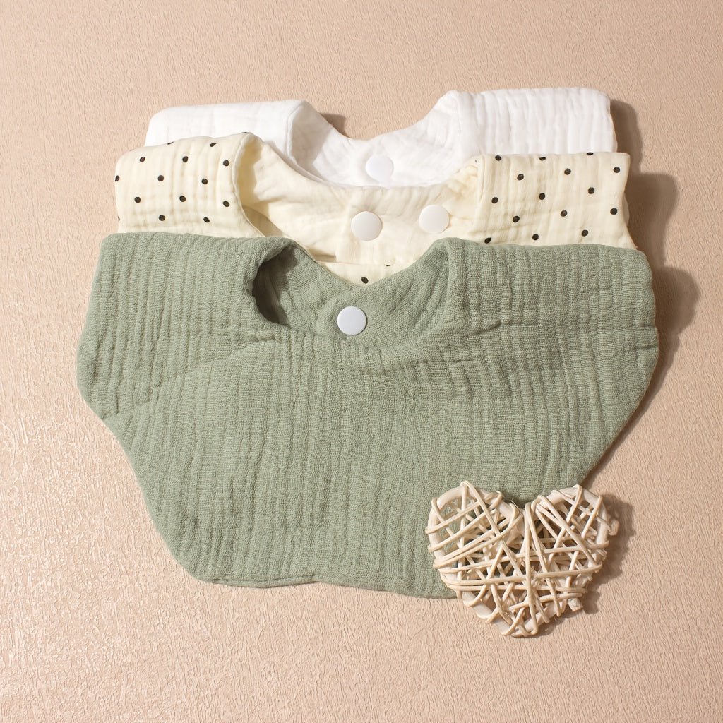 3 Pack Petal Shaped Baby Bibs Absorbent Gauze Drool Bibs Snap Closure