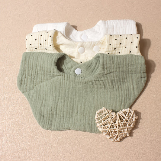 3 Pack Petal Shaped Baby Bibs Absorbent Gauze Drool Bibs Snap Closure