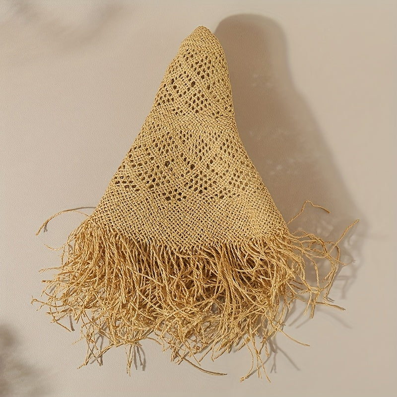Boho Oversized Straw Sun Hat Raw Brim Beach Hats For Women Summer