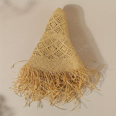 Boho Oversized Straw Sun Hat Raw Brim Beach Hats For Women Summer