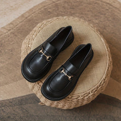 Women's Metallic Chunky Heel Loafers Slip On Shoes Comfortable Walking Shoes