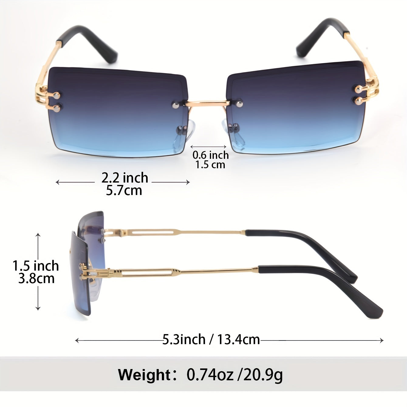 5 Pairs Men's Rimless Sunglasses UV Resistant for Holiday Outdoor Travel
