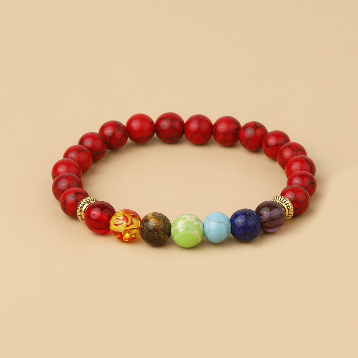 7 Chakra Stone Bead Bracelet Tiger Eye Yoga Balance Men Buddha Jewelry
