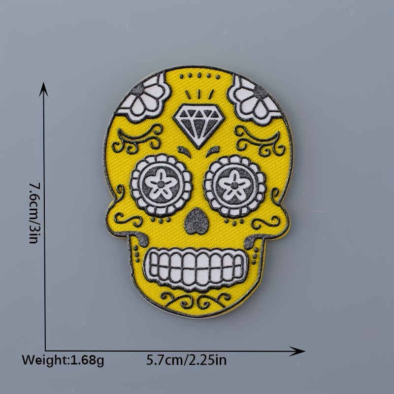 4pcs Ghost Face Iron On Patches Sew On Embroidered Applique Repair Patch DIY