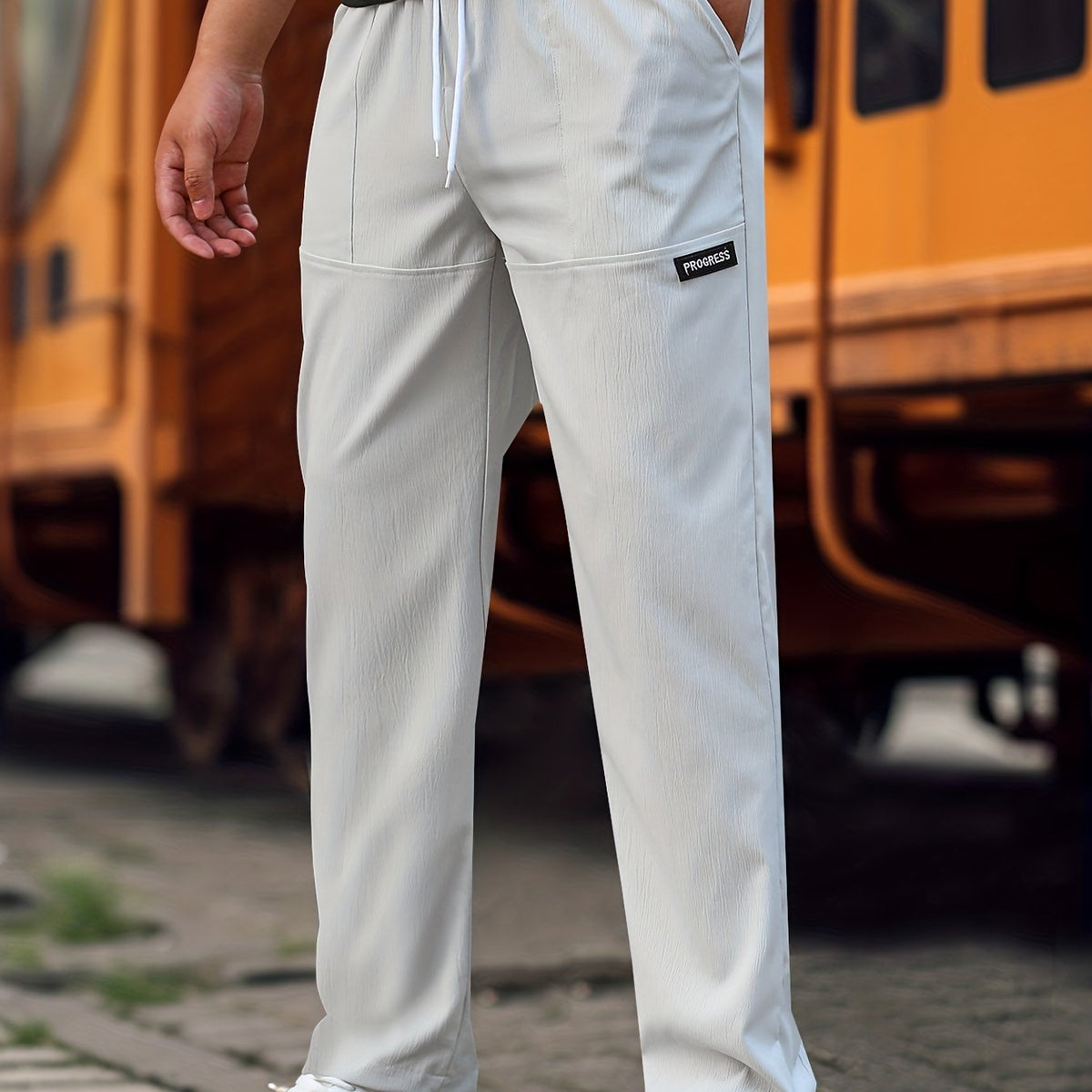 Men's Straight Leg Drawstring Work Pants Classic Waist Joggers
