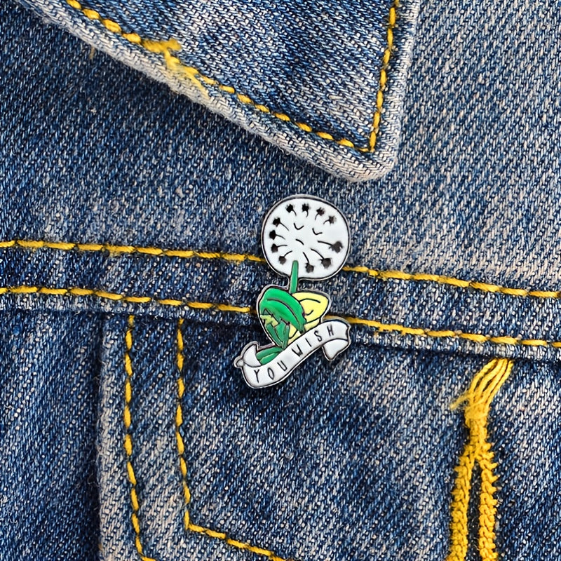 Green Dandelion Brooch Funny Chest Pin