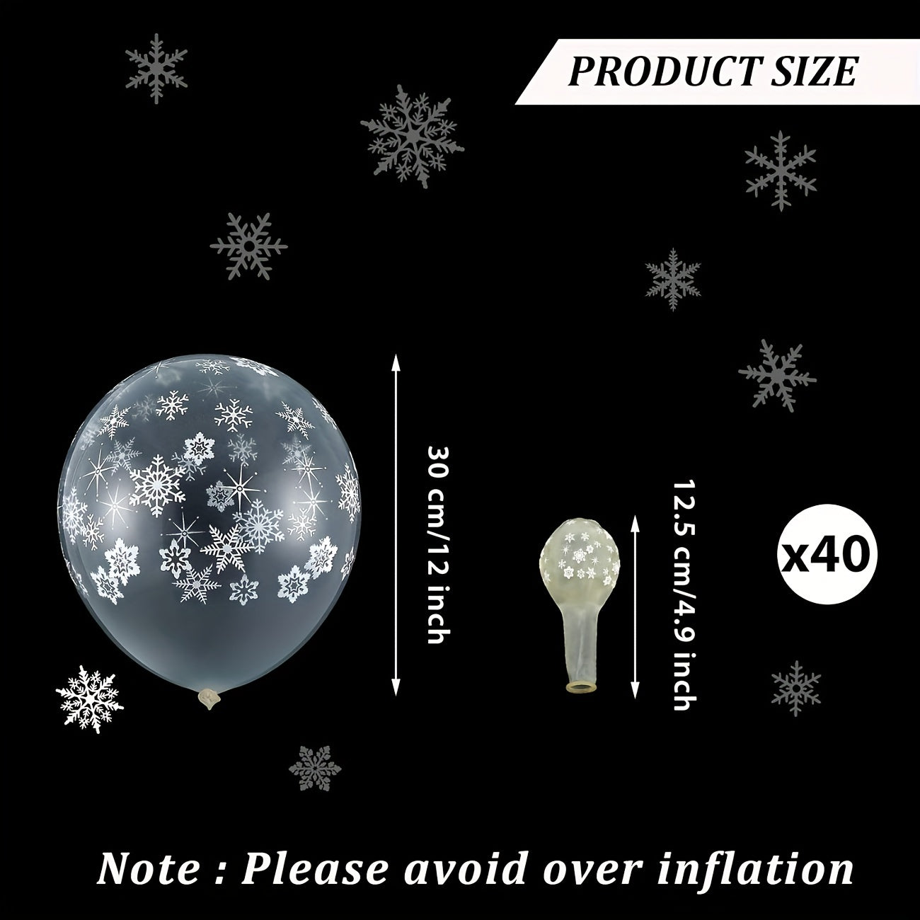 40pcs Snow Balloons Winter Clear Snow Latex Balloon