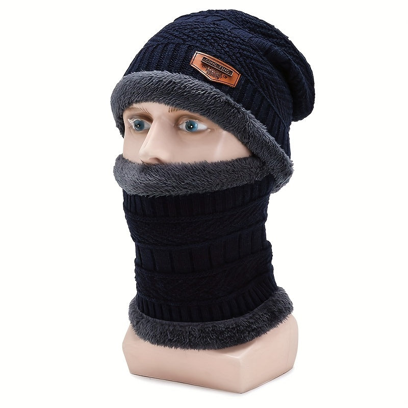 Winter Woolen Windproof Knitted Warm Cap & Scarf Set