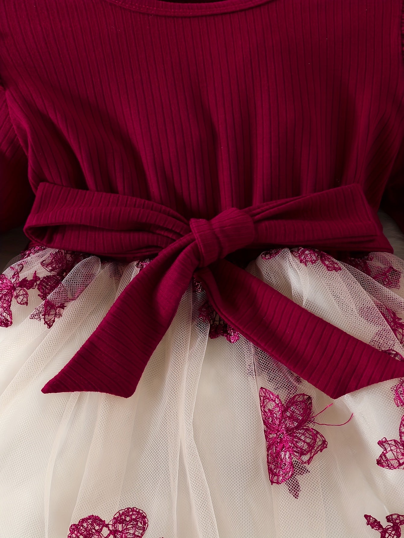 Kid Girl Butterfly Embroidery Tulle Ruffle Sleeve Dress