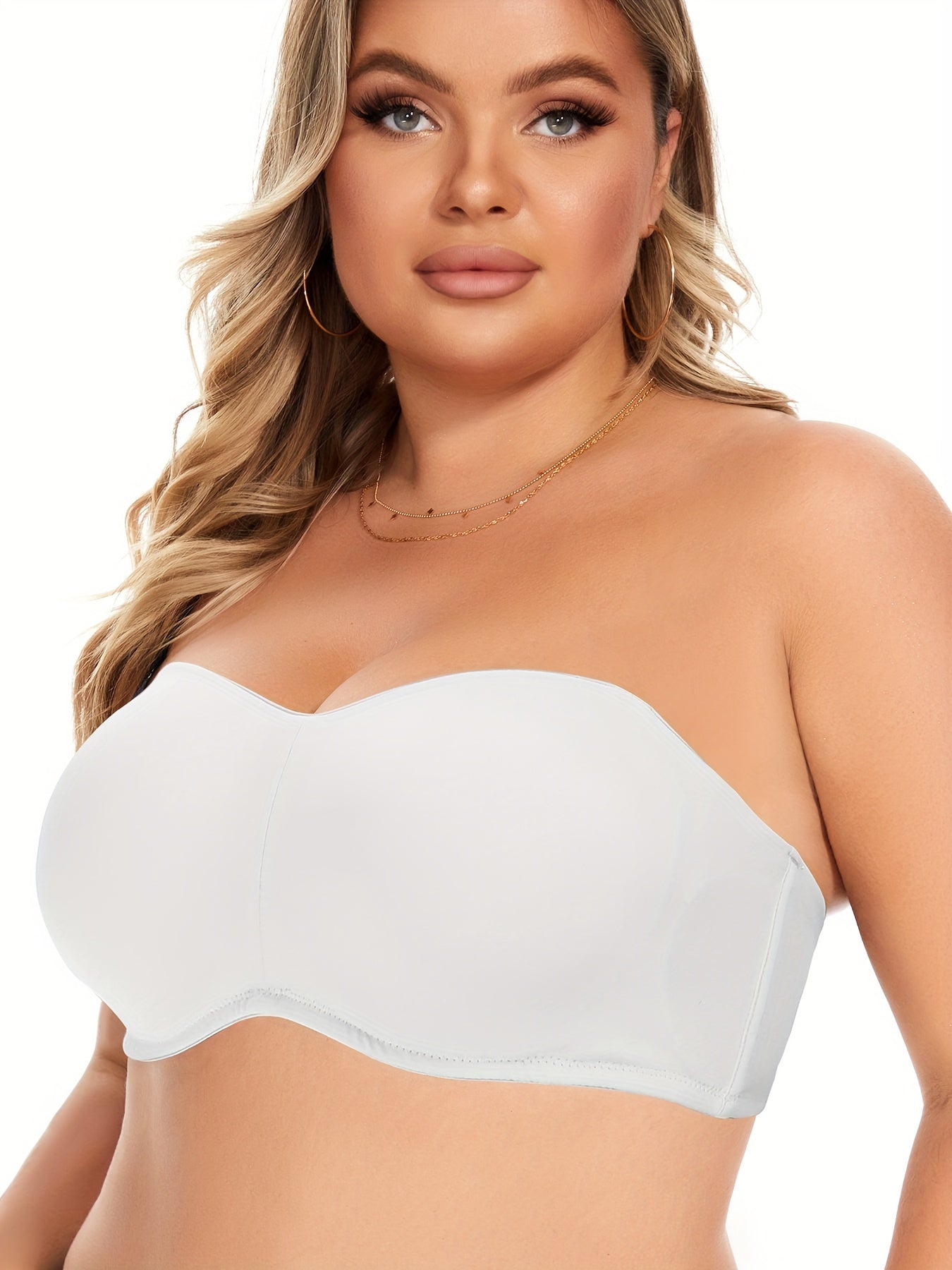  Strapless Underwire Bra w/ Removable Pads & Translucent Straps