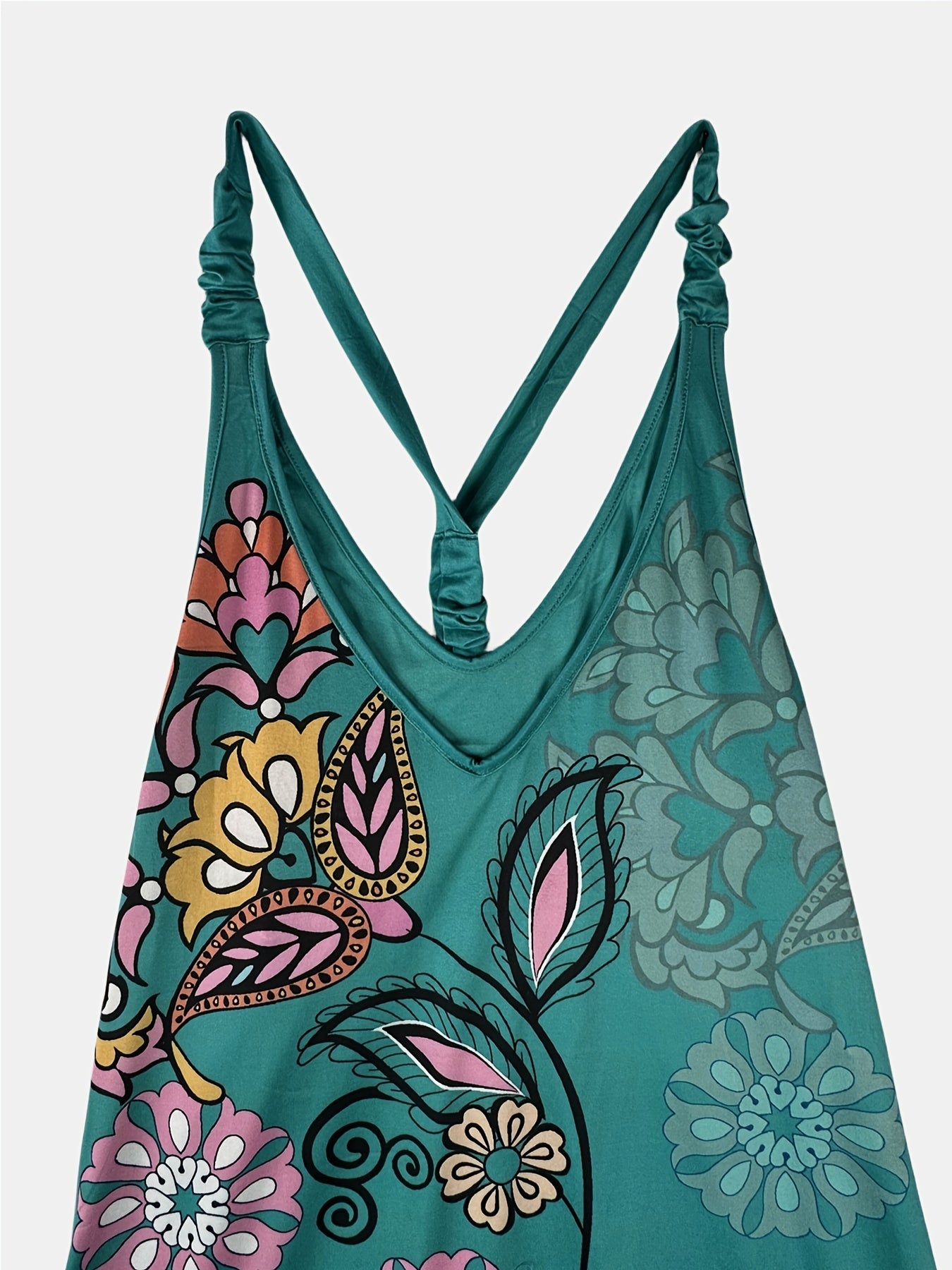  Paisley Print V Neck Boho Jumpsuit