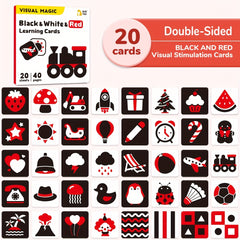 40 Pages Baby Flashcards High Contrast Newborn Brain Development Toy