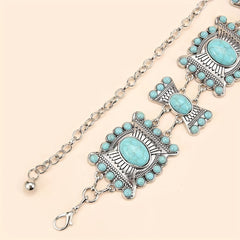 Retro Turquoise Chain Belt for Women