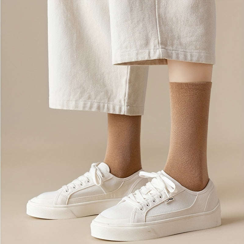 3 Pairs Solid Socks Comfy & Breathable Women's Stockings