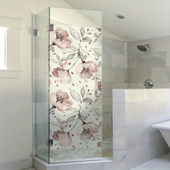 Waterproof Red Flower Printed Window Sticker - 47.24 x 15.75 inches