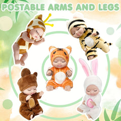 4 Inch Realistic Animal Costumed Dolls PVC Mini Dolls in Lifelike Gift Boxes