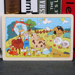 Wooden Animal Puzzle Set for Kids, 24 Pieces