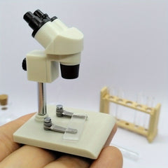 10pcs Mini Dollhouse Science Lab Set Microscope Test Tubes - Plastic Wood Glass