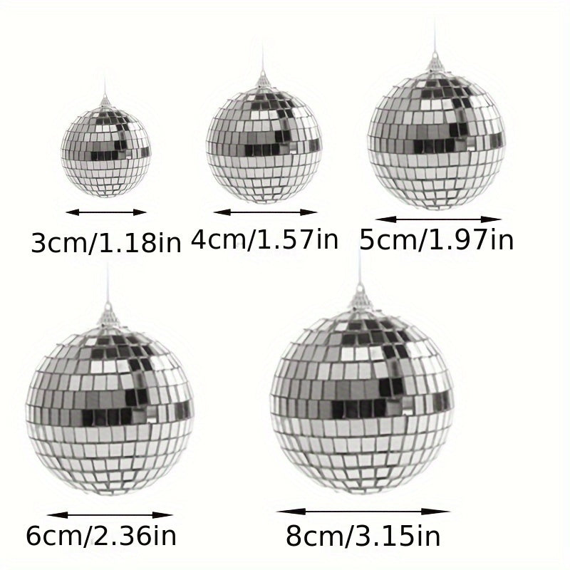 5pcs Retro Silvery Gray Mirror Disc Ball Christmas Decoration