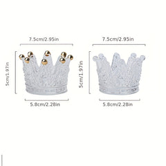 Crown Glass Ashtray Crystal Golden Beads Candlestick