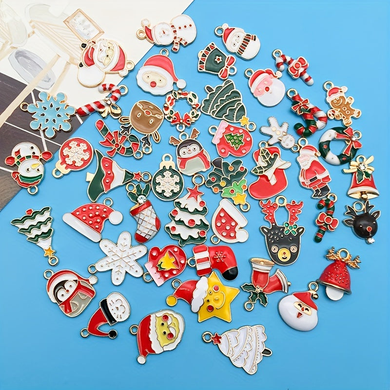 46pcs Enamel Charms Christmas Series For Jewelry Making Necklace Bracelets Decor