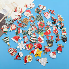 46pcs Enamel Charms Christmas Series For Jewelry Making Necklace Bracelets Decor