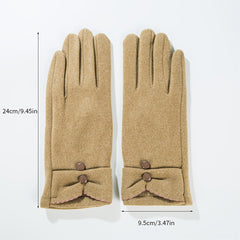 Women's Fleece Warm Touch Screen Gloves Solid Gentle Gloves