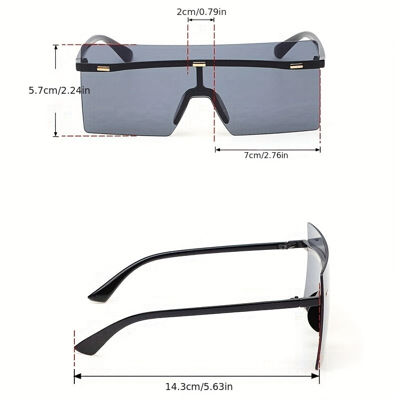 Oversized Rimless Square Sunglasses UV400