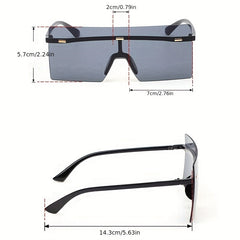 Oversized Rimless Square Sunglasses UV400