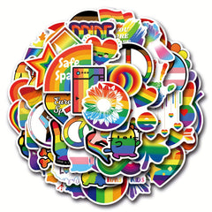 55 Pack LGBTQ Pride Rainbow Stickers Love Peace Space Design Decals