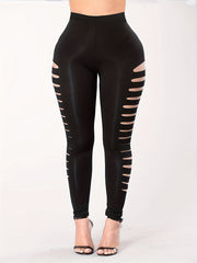  Solid Cut Out Side High Stretch Leggings