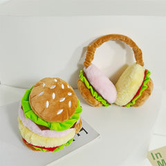 Cozy Hamburger Plush Ear Warmers Foldable Earmuffs