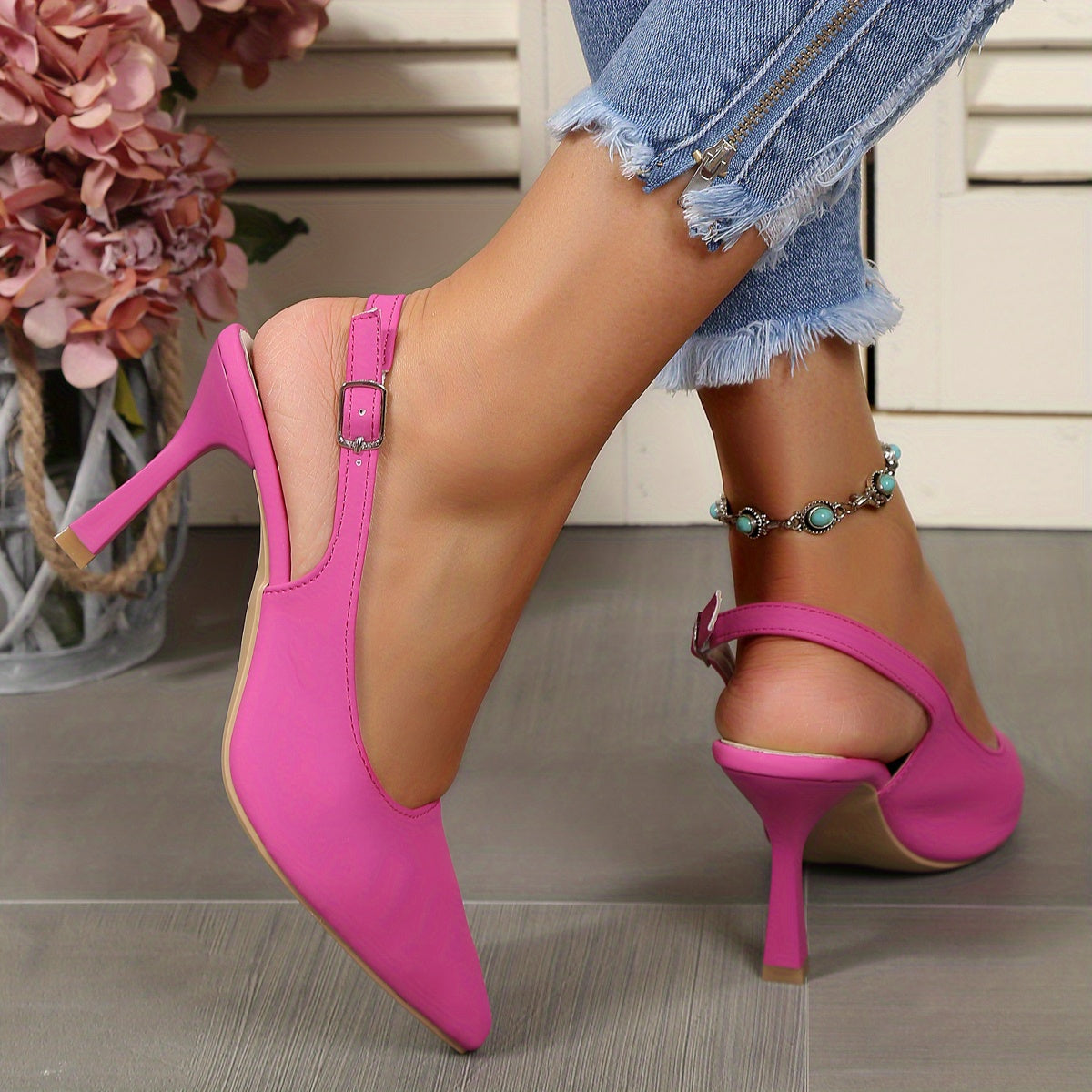 Women's Slingback High Heels Pointed Toe Stilettos